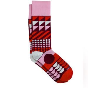 Sock Club The ZELDA Print Socks SMALL Print Red Maroon Pink Geometric NWT New
